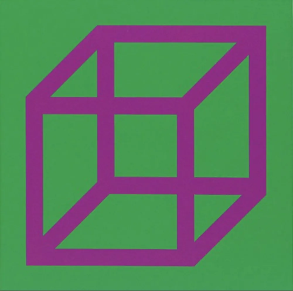 Линогравюра Lewitt - Cubes in Color on Color (Green/Purple)