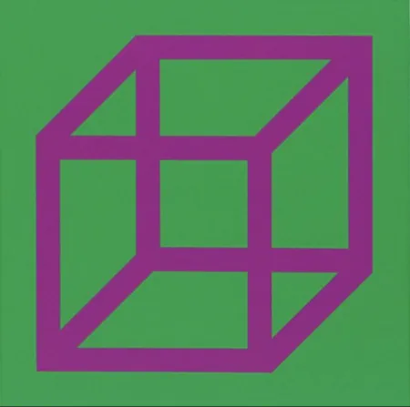 Линогравюра Lewitt - Cubes in Color on Color (Green/Purple)
