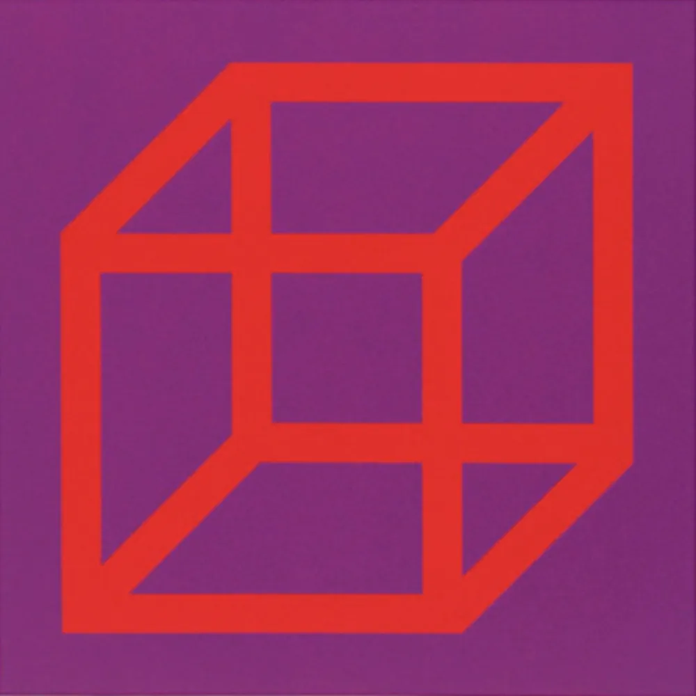 Линогравюра Lewitt - Cubes in Color on Color (Purple/Red)