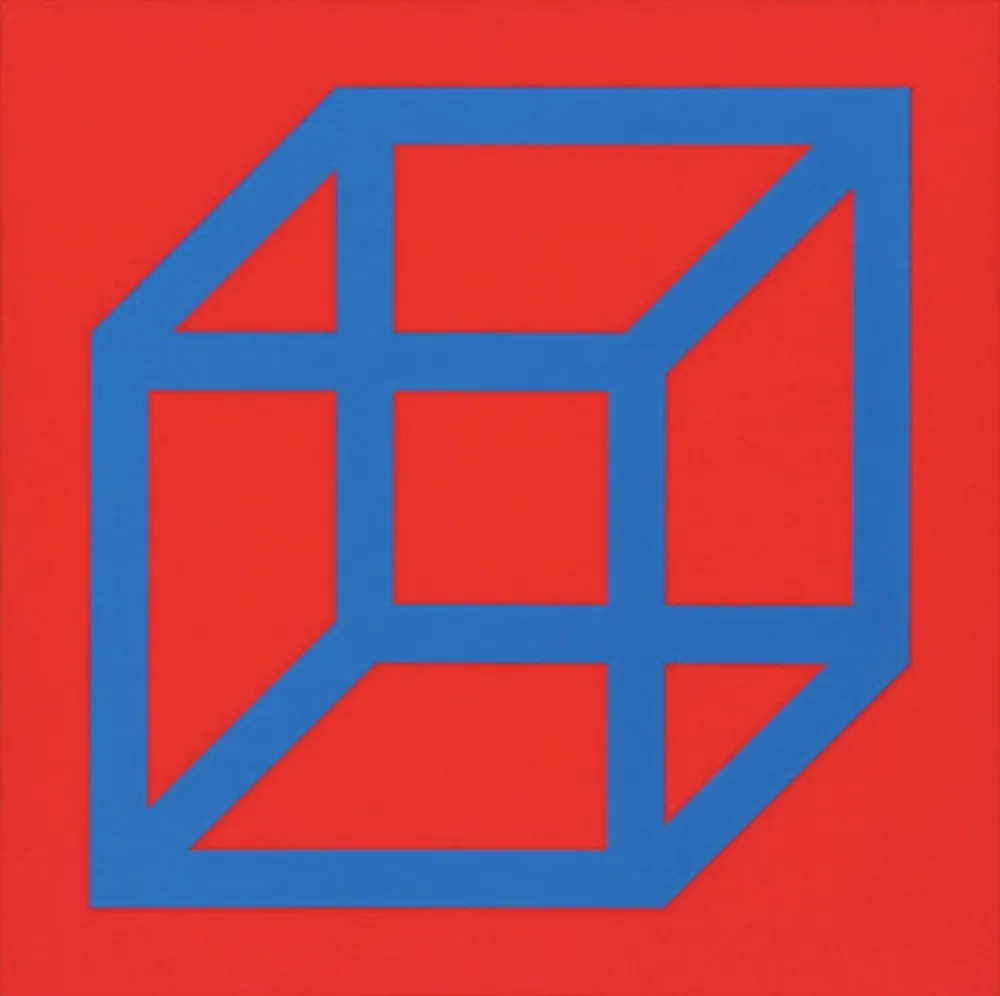 Линогравюра Lewitt - Cubes in Color on Color (Red/Blue)