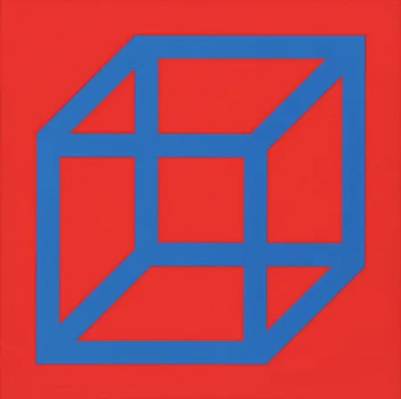 Линогравюра Lewitt - Cubes in Color on Color (Red/Blue)