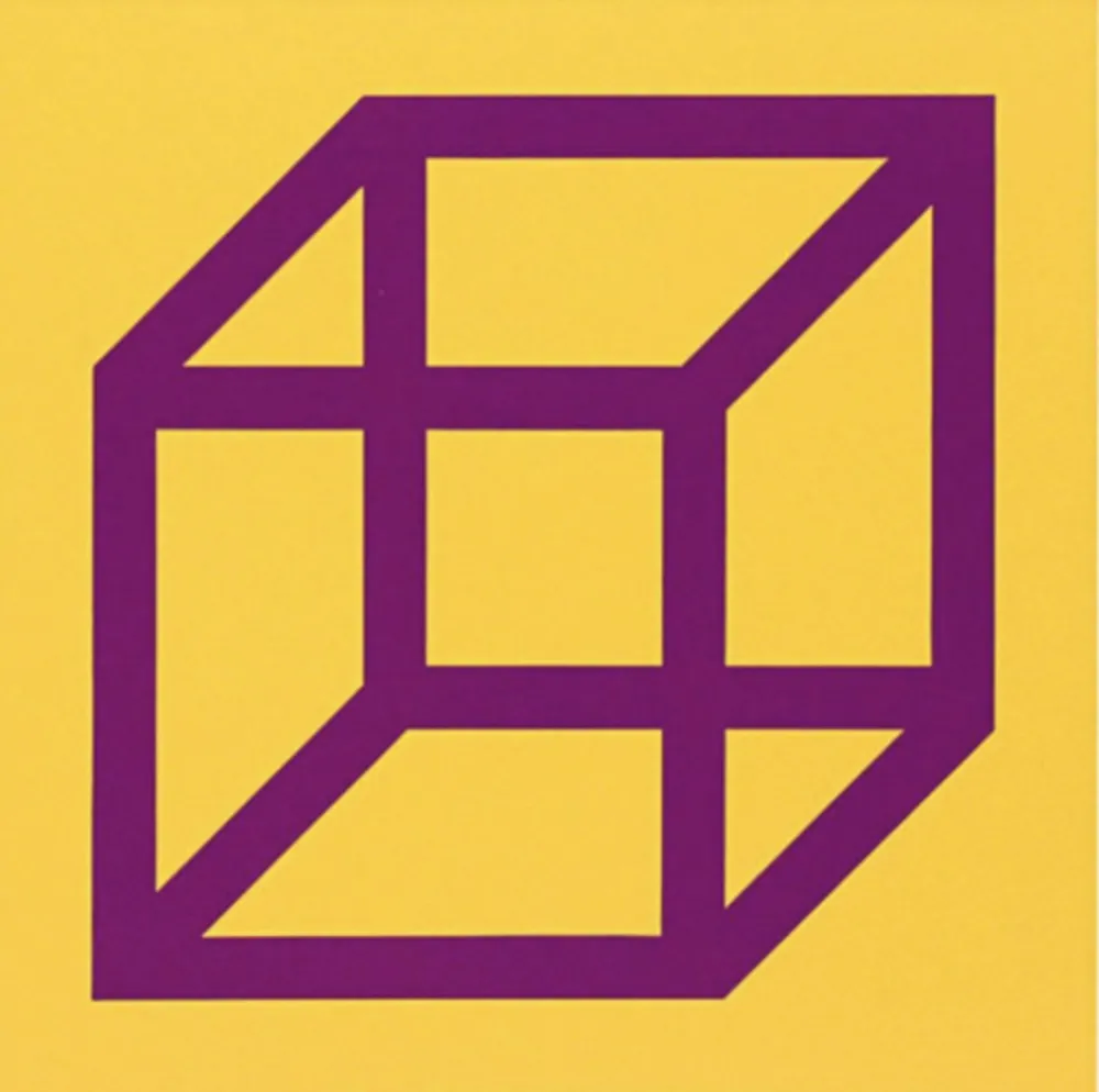 Линогравюра Lewitt - Cubes in Color on Color (Yellow/Purple)