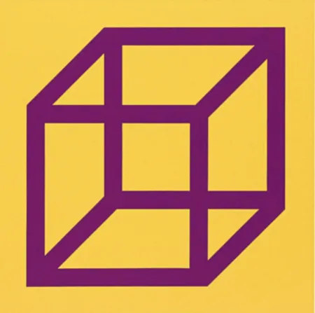 Линогравюра Lewitt - Cubes in Color on Color (Yellow/Purple)