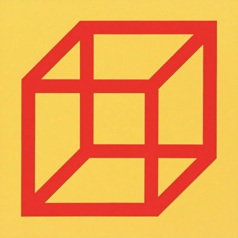 Линогравюра Lewitt - Cubes in Color on Color (Yellow/Red)