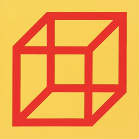 Линогравюра Lewitt - Cubes in Color on Color (Yellow/Red)