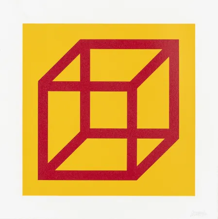 Линогравюра Lewitt - Open Cube in Color on Color Plate 01 