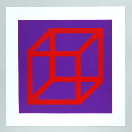 Линогравюра Lewitt - Open Cube in Color on Color Plate 05