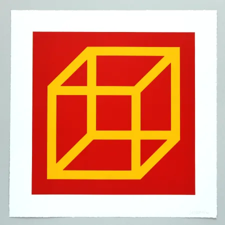 Линогравюра Lewitt - Open Cube in Color on Color Plate 10
