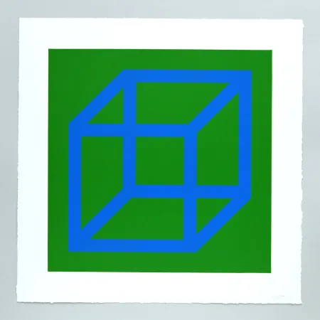 Линогравюра Lewitt - Open Cube in Color on Color Plate 12