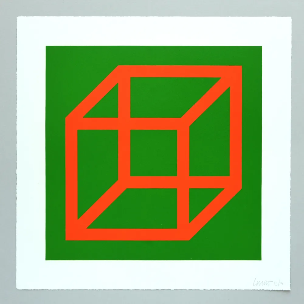 Линогравюра Lewitt - Open Cube in Color on Color Plate 16