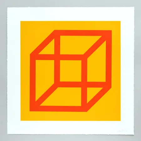 Линогравюра Lewitt - Open Cube in Color on Color Plate 19