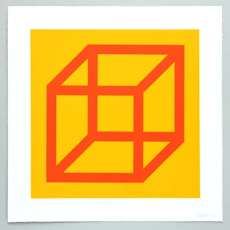 Линогравюра Lewitt - Open Cube in Color on Color Plate 19