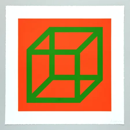 Линогравюра Lewitt - Open Cube in Color on Color Plate 25