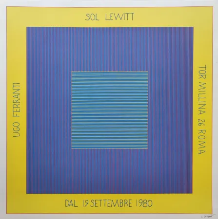 Сериграфия Lewitt - „Ugo Ferranti – Sol Lewitt - Tor millina 26 Roma – Dal 19 settembre 1980“.