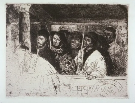 Гравюра Leys - Les archers / The Archers