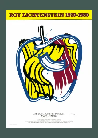 Сериграфия Lichtenstein - 'Apple' 1981 Offset-lithograph (Hand-signed)