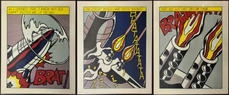 Литография Lichtenstein - As I opened Fire, 1964. Tripytchon. 
