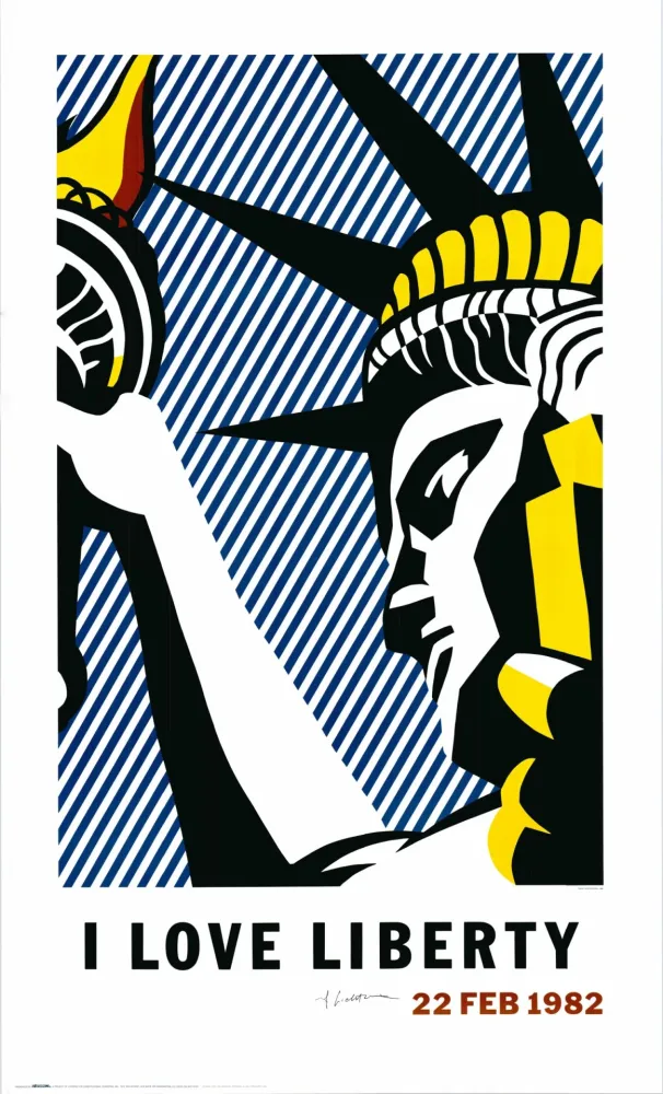 Литография Lichtenstein - 'I Love Liberty' Hand-Signed 1982 Offset-lithograph