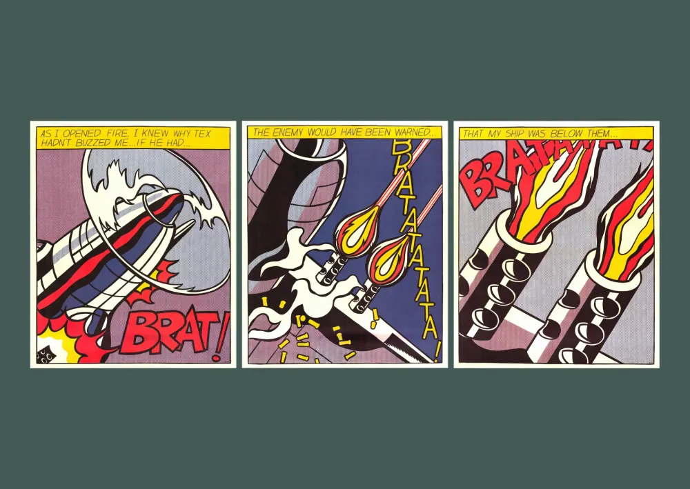 Литография Lichtenstein - Roy Lichtenstein: 'As I Opened Fire' 1983 Offset-lithograph Triptych Set
