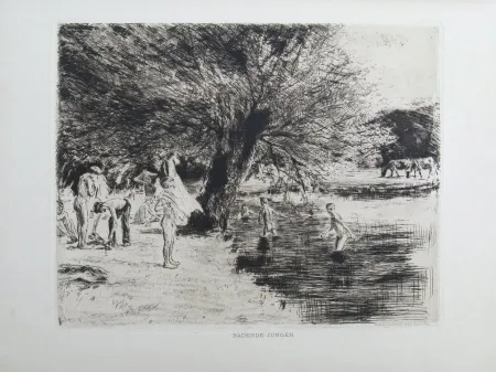 Гравюра Liebermann - Badende Jungen