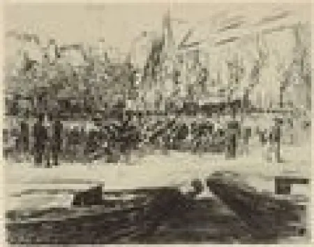 Гравюра Liebermann - Rindermarkt in Leiden