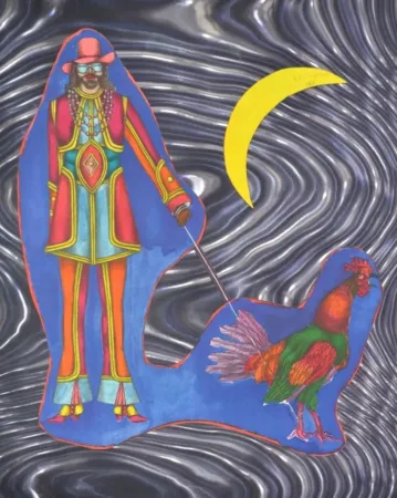 Литография Lindner - Man Walking a Rooster