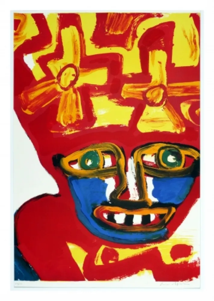 Литография Lindstrom - Chapeau rouge et jaune