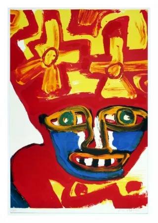 Литография Lindstrom - Chapeau rouge et jaune