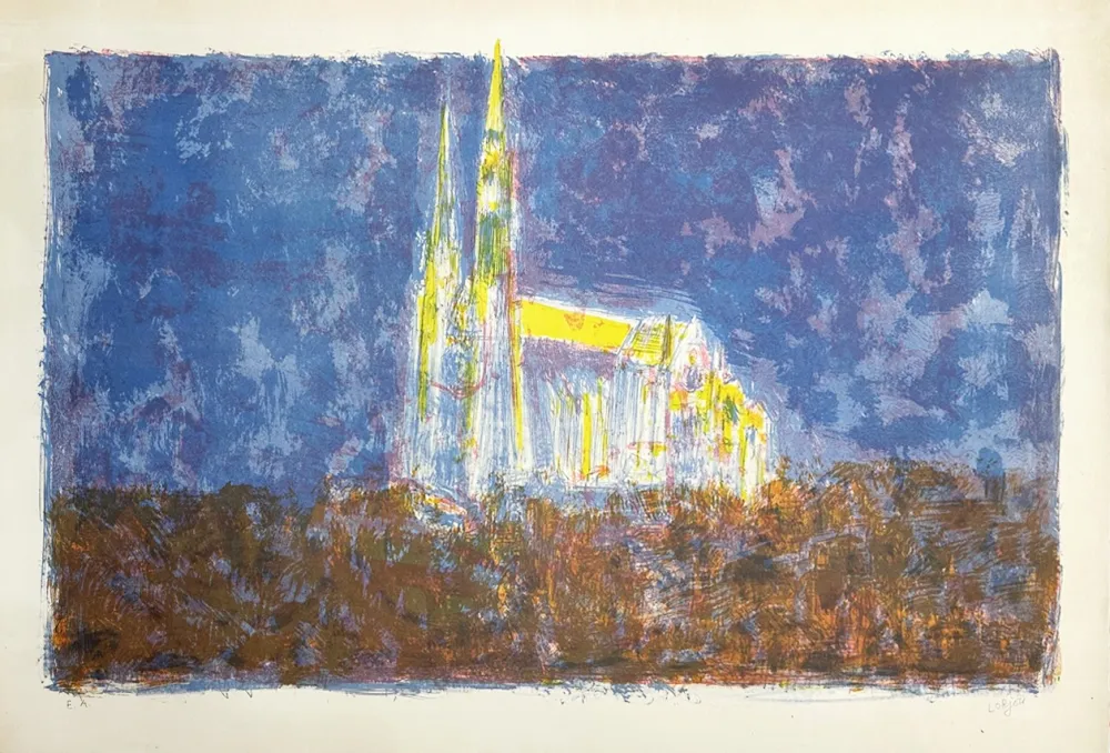 Литография Lorjou - Cathédrale de Chartres
