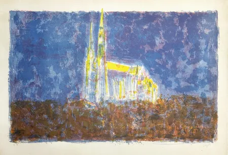 Литография Lorjou - Cathédrale de Chartres