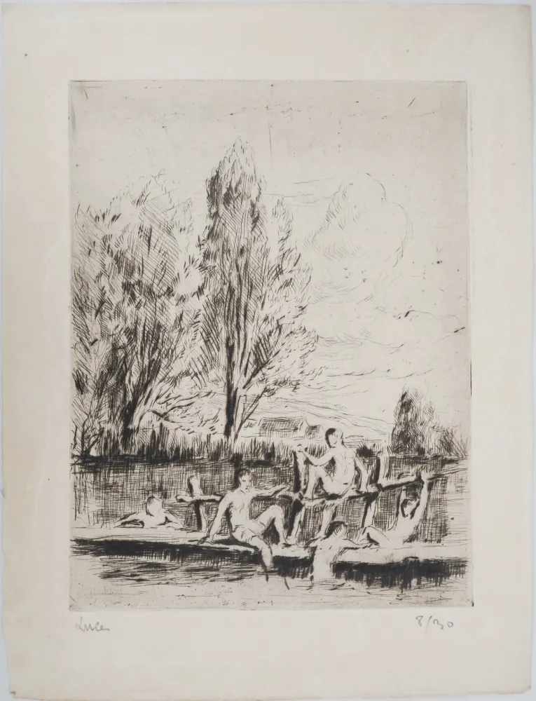 Гравюра Сухой Иглой Luce - Maximilien LUCE - Baigneurs Vers 1890 - Gravure originale signée