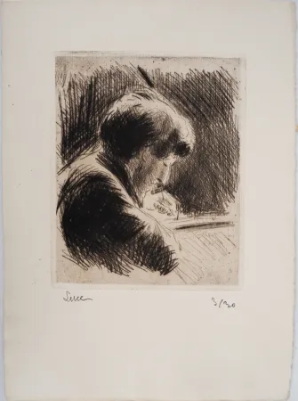 Гравюра Сухой Иглой Luce - Maximilien LUCE-  Femme aux cheveux courts, profil droit Vers 1890 - Gravure originale signée