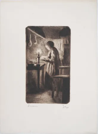 Гравюра Сухой Иглой Luce - Maximilien LUCE - La cuisine (rue Cortot) Vers 1895 - Gravure originale signée