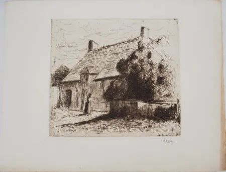 Гравюра Сухой Иглой Luce - Maximilien LUCE - Maison villageoise à Bessy-sur-Cure Vers 1900 - Gravure originale signée