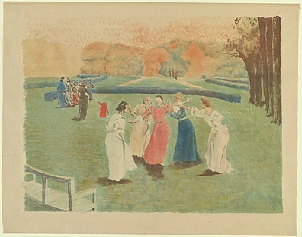 Литография Lunois - Le colin-maillard (Blind Man's Bluff)