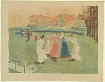 Литография Lunois - Le colin-maillard (Blind Man's Bluff)