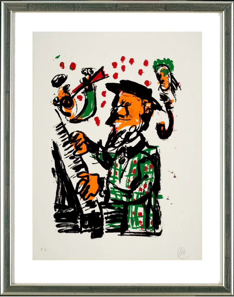 Сериграфия Lüpertz - O.T. (Jazzmusiker am Piano)