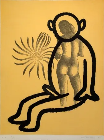 Акватинта Lüthi - Selbstporträt aus der Serie der großen Gefühle I