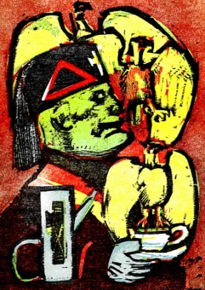 Иллюстрированная Книга Maccari - Lunch at Mussolini