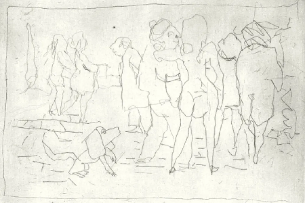 Офорт И Аквитанта Maccari - Nell'orto di Mino Maccari