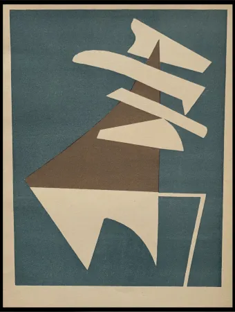 Литография Magnelli - Composition sur fond bleu 