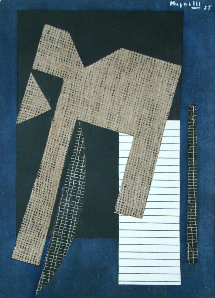 Трафарет Magnelli - Papier collé sur fond bleu, 1955