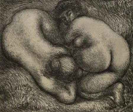 Литография Maillol - Deux femmes dans l’herbe.