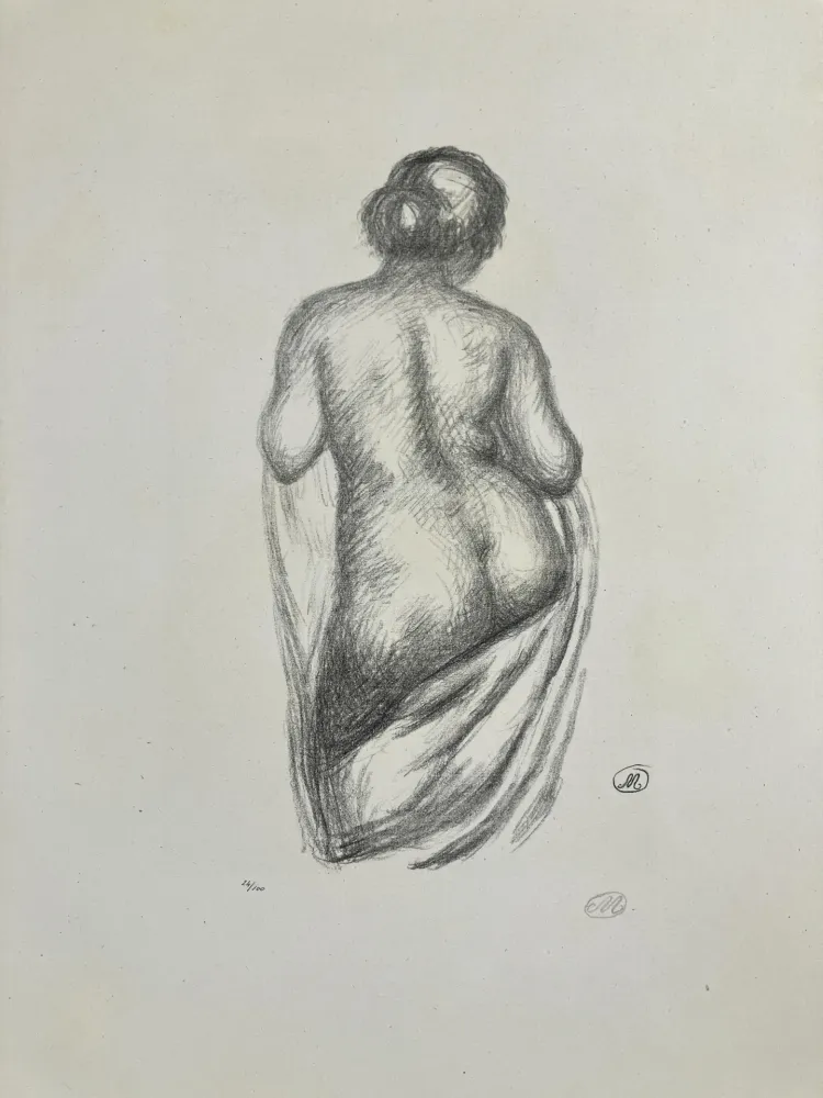 Литография Maillol - Femme de dos drapée. 1926.