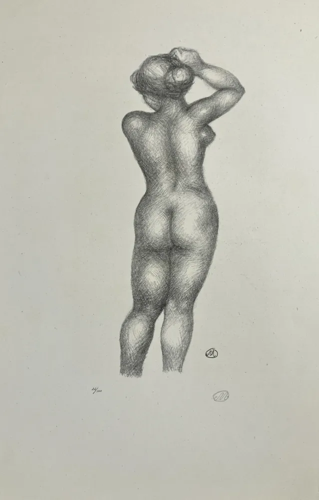 Литография Maillol - Nu de dos, bras levé. 1925.