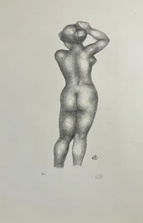 Литография Maillol - Nu de dos, bras levé. 1925.