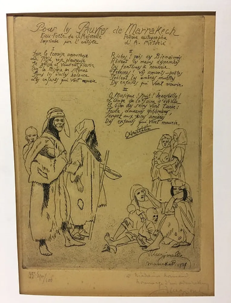 Офорт Majorelle - Pour les pauvres de Marrakech. 