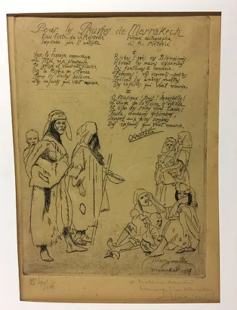 Офорт Majorelle - Pour les pauvres de Marrakech. 