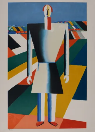 Литография Malevitch - Paysan dans un champ, circa 1980