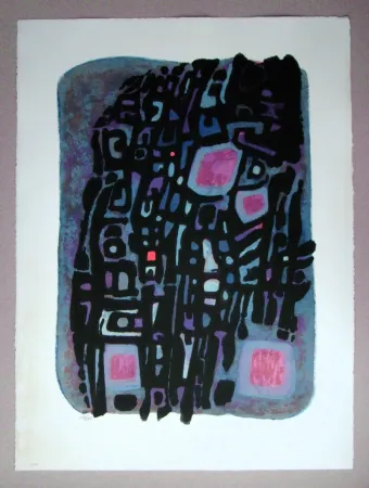 Литография Manessier - Á l'obscur